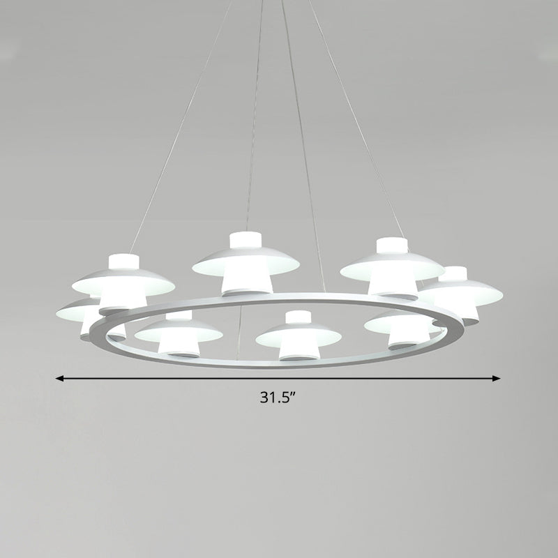 Mushroom Acrylic Chandelier Pendant - White Led Ceiling Lamp With Warm/White Light 6/8-Head