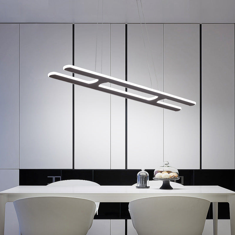 Modern Black Ladder Pendant Light - Led Acrylic Island Lighting In Warm/White 23.5/31.5/39 Width /