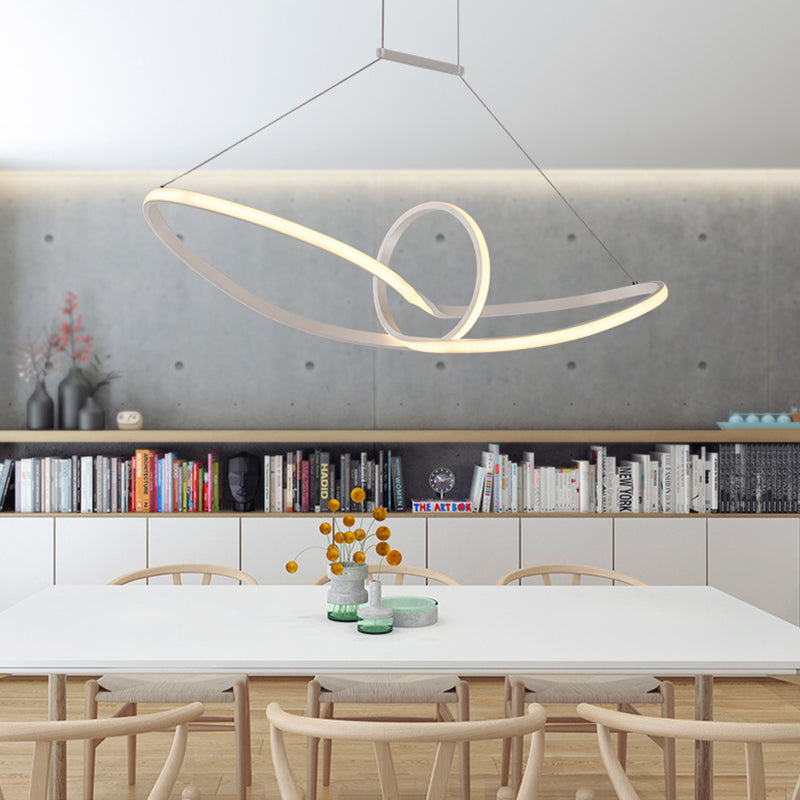 Minimalist Led Acrylic Chandelier: White Knot Ceiling Pendant Lamp