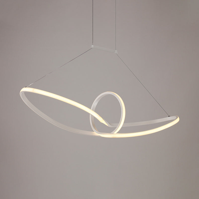 Minimalist White Knot Ceiling Pendant LED Chandelier Lamp - Slim, Acrylic, Warm/White/Natural Light