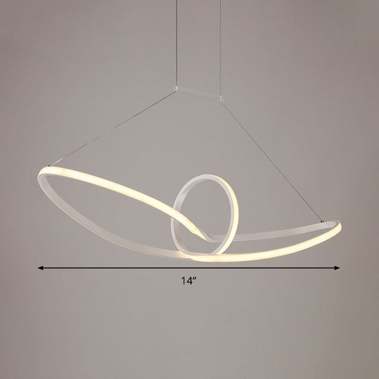 Minimalist White Knot Ceiling Pendant LED Chandelier Lamp - Slim, Acrylic, Warm/White/Natural Light