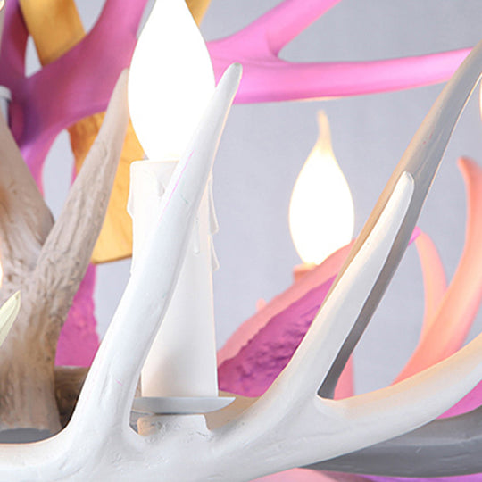 16/23 Wide Antler Resin Chandelier: Traditional Pendant Lamp Blue-Pink-Yellow 4/6/8 Heads