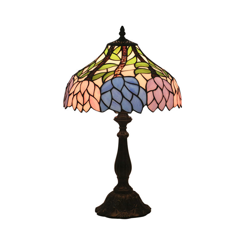 Mediterranean Dragonfly/Star/Tulip Stained Glass Table Lamp In Bronze For Bedside