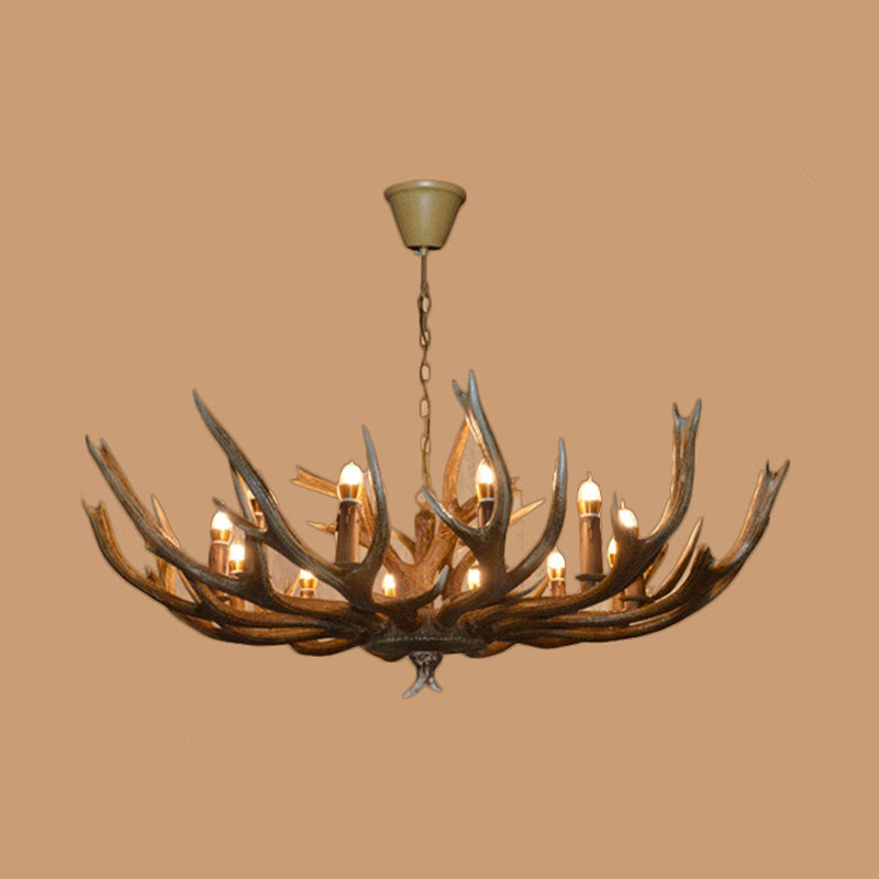 Branch Resin Pendant Chandelier - Cottage Style Hanging Ceiling Light (6/8/12 Heads) Elegant Brown