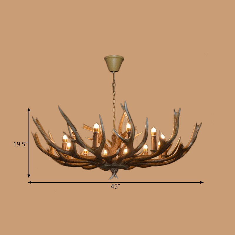 Branch Resin Pendant Chandelier - Cottage Style Hanging Ceiling Light (6/8/12 Heads) Elegant Brown