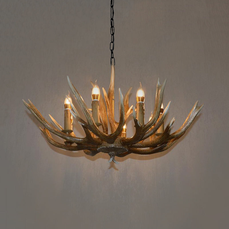 Branch Resin Pendant Chandelier - Cottage Style Hanging Ceiling Light (6/8/12 Heads) Elegant Brown