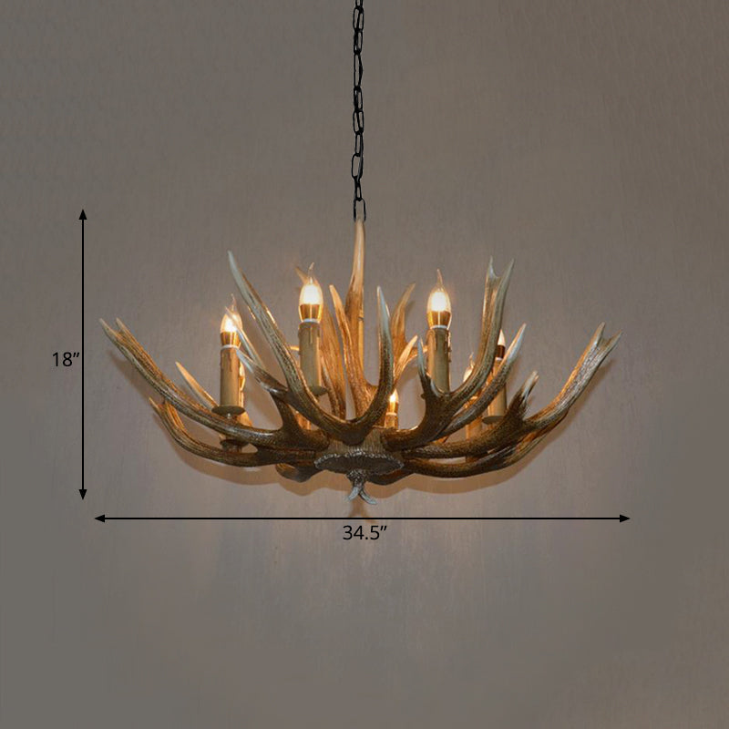 Branch Resin Pendant Chandelier - Cottage Style Hanging Ceiling Light (6/8/12 Heads) Elegant Brown