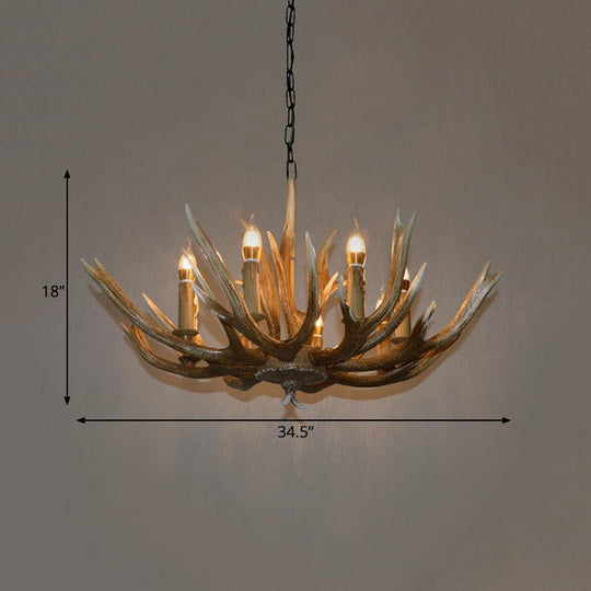 Branch Resin Pendant Chandelier - Cottage Style Hanging Ceiling Light (6/8/12 Heads) Elegant Brown