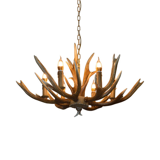 Branch Resin Pendant Chandelier - Cottage Style Hanging Ceiling Light (6/8/12 Heads) Elegant Brown