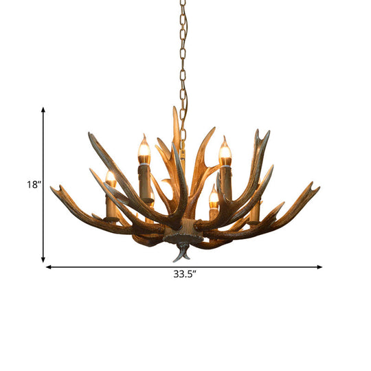 Branch Resin Pendant Chandelier - Cottage Style Hanging Ceiling Light (6/8/12 Heads) Elegant Brown