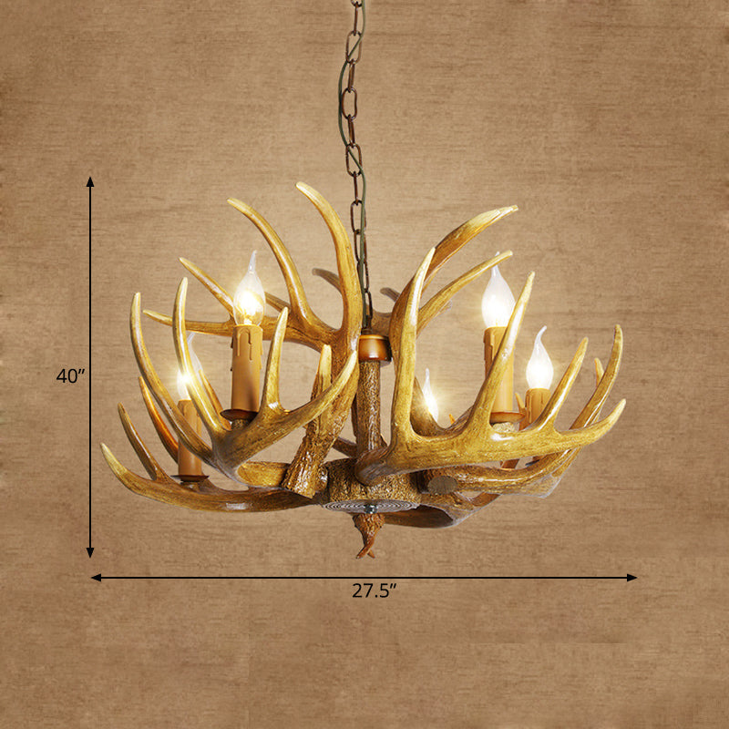 Traditional Resin Pendant Chandelier Antler Restaurant Light Kit (3/4/5 Bulbs Brown)