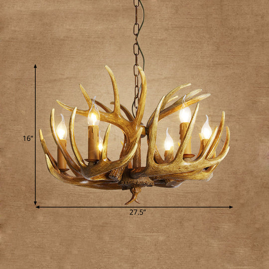 Traditional Resin Pendant Chandelier Antler Restaurant Light Kit (3/4/5 Bulbs Brown)