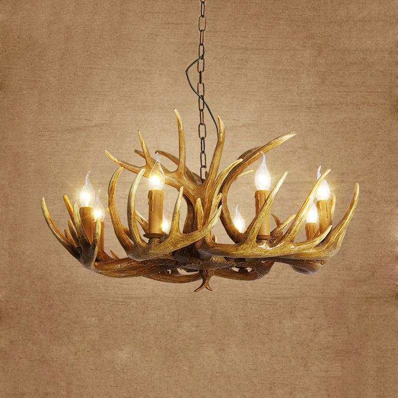 Traditional Resin Pendant Chandelier Antler Restaurant Light Kit (3/4/5 Bulbs Brown) 8 / Brown