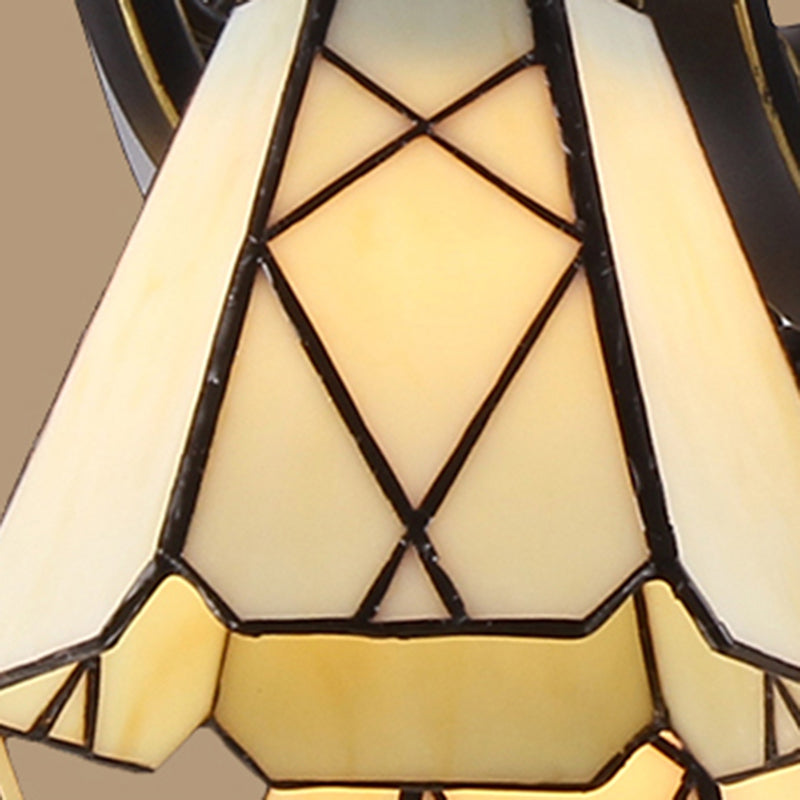 Yellow Glass Cone Chandelier Baroque Ceiling Suspension Lamp (5/6/8 Lights Black)