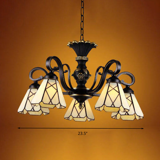 Baroque Yellow Glass Cone Chandelier - 5/6/8 Lights - Black Ceiling Suspension Lamp