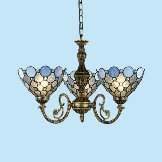 Bronze Beaded Chandelier Lamp - Antique Style, 3/8/11 Lights, Cut Glass Hanging Kit for Living Room