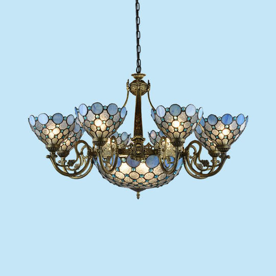 Bronze Beaded Chandelier Lamp - Antique Style, 3/8/11 Lights, Cut Glass Hanging Kit for Living Room