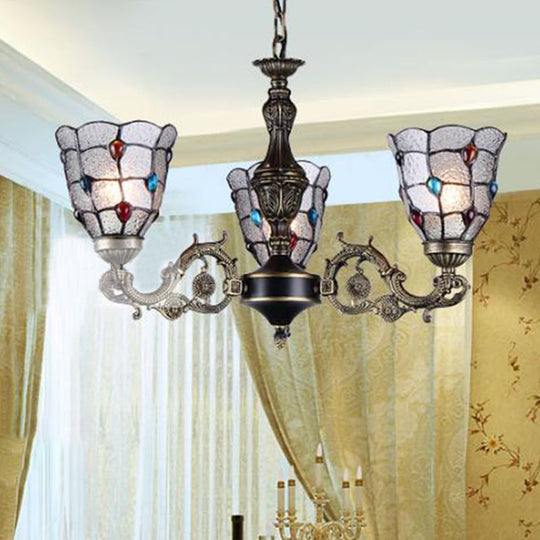 Bronze Jeweled Chandelier Lighting Fixture with Mediterranean Cut Glass - Antique Design, Multiple Light Options