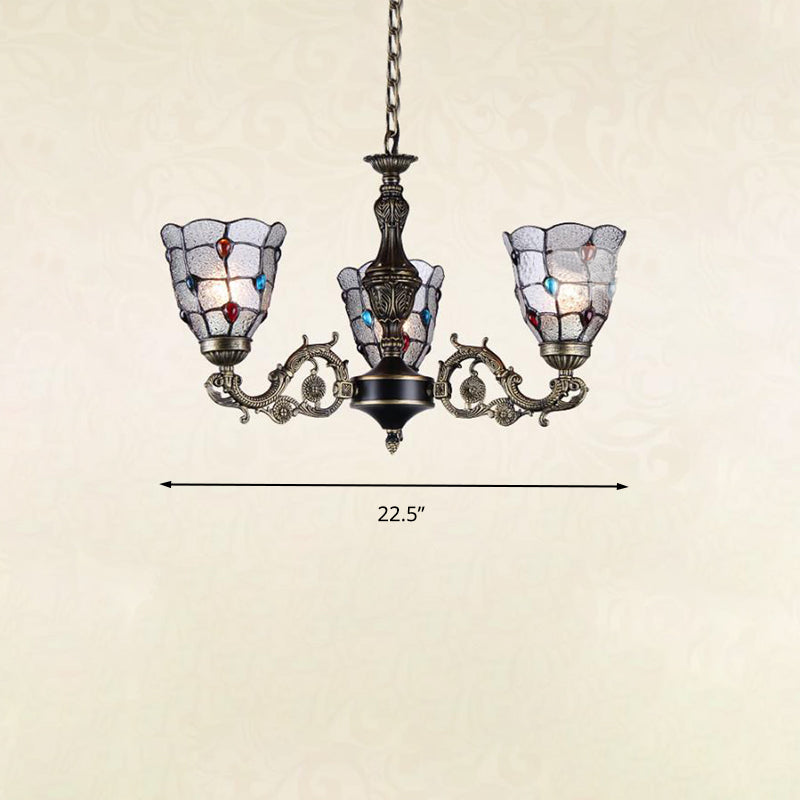 Bronze Jeweled Chandelier Lighting Fixture with Mediterranean Cut Glass - Antique Design, Multiple Light Options