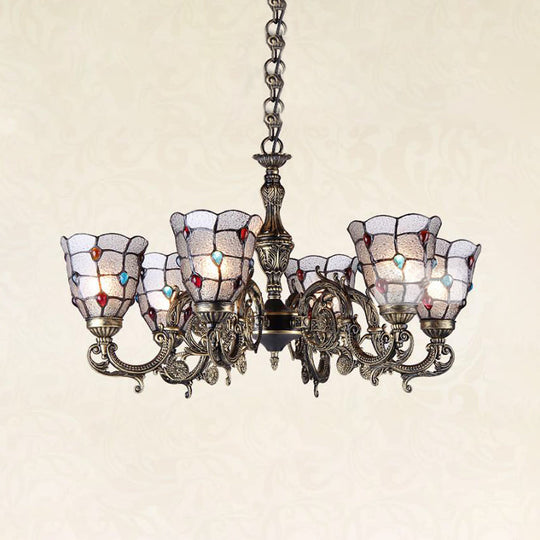 Bronze Jeweled Chandelier Lighting Fixture with Mediterranean Cut Glass - Antique Design, Multiple Light Options