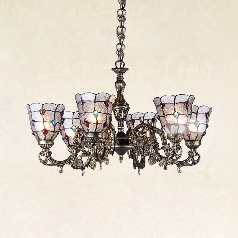 Mediterranean Glass Jeweled Bronze Chandelier Light Fixture With Multiple Lights 6 / Antique