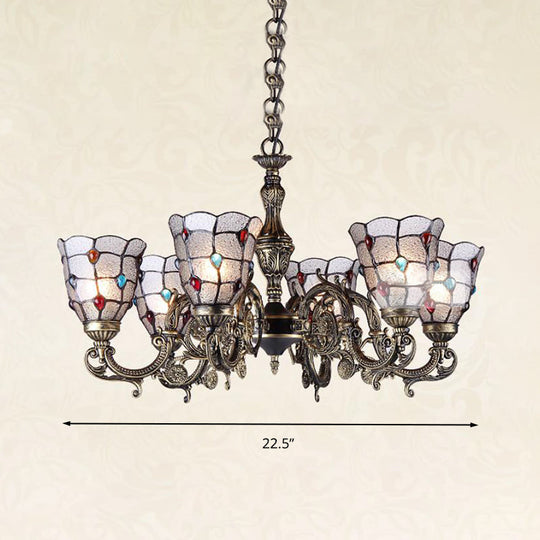 Bronze Jeweled Chandelier Lighting Fixture with Mediterranean Cut Glass - Antique Design, Multiple Light Options