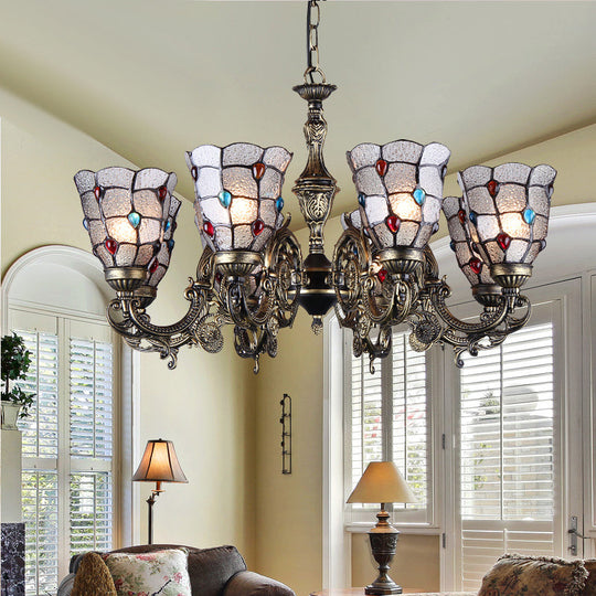 Bronze Jeweled Chandelier Lighting Fixture with Mediterranean Cut Glass - Antique Design, Multiple Light Options