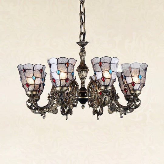 Bronze Jeweled Chandelier Lighting Fixture with Mediterranean Cut Glass - Antique Design, Multiple Light Options