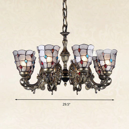 Bronze Jeweled Chandelier Lighting Fixture with Mediterranean Cut Glass - Antique Design, Multiple Light Options