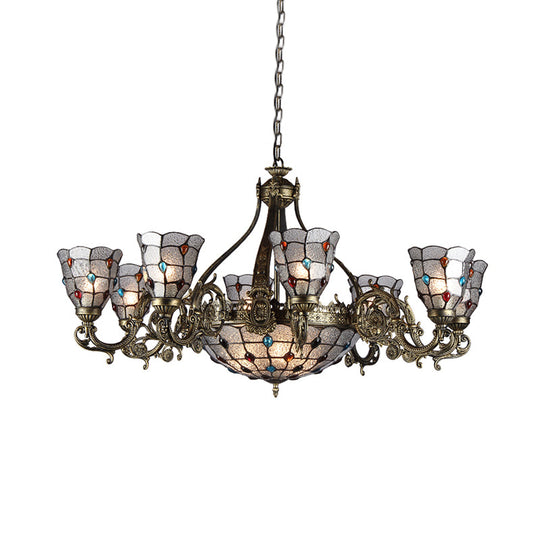 Bronze Jeweled Chandelier Lighting Fixture with Mediterranean Cut Glass - Antique Design, Multiple Light Options