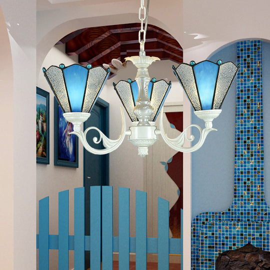 Blue Frosted Glass Chandelier With Baroque Design - 3/9/11 Lights Hanging Pendant Light For Living