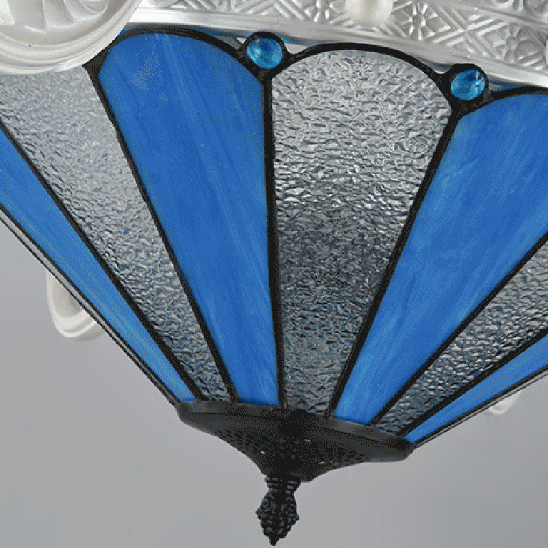 Blue Frosted Glass Chandelier With Baroque Design - 3/9/11 Lights Hanging Pendant Light For Living