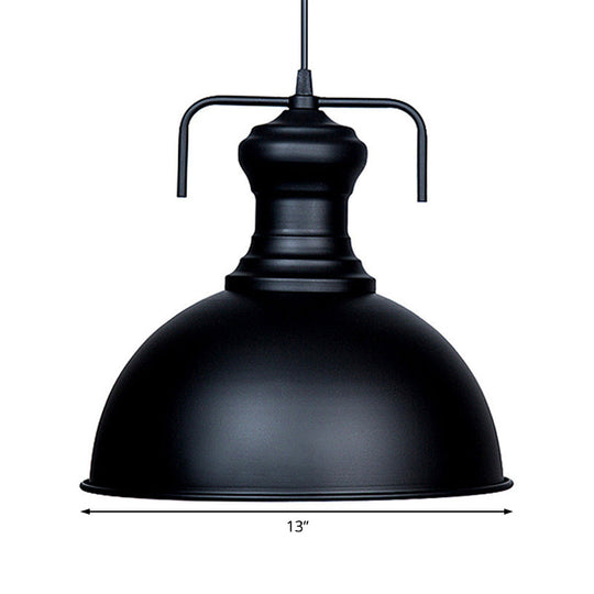 13"/16" Warehouse Dome Hanging Ceiling Light - Metal Pendant Light in Black for Dining Room