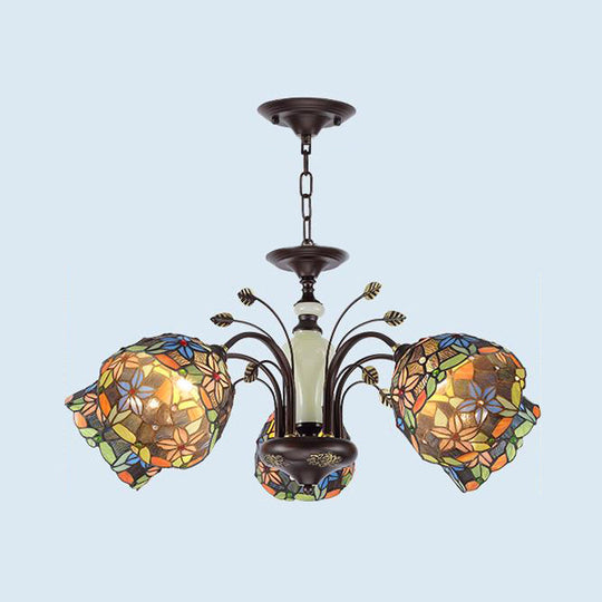 Victorian Bronze Flower Pendant Chandelier With Cut Glass And Multiple Light Options For Living Room