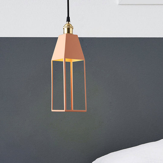 House Shaped Pendant Lighting: Metal 1-Light Fixture in Orange/Green/Gold for Dining Room