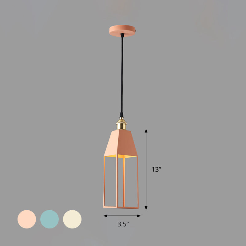 House Shaped Pendant Lighting: Metal 1-Light Fixture in Orange/Green/Gold for Dining Room