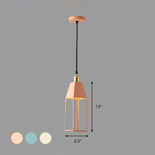 House Shaped Pendant Lighting: Metal 1-Light Fixture in Orange/Green/Gold for Dining Room