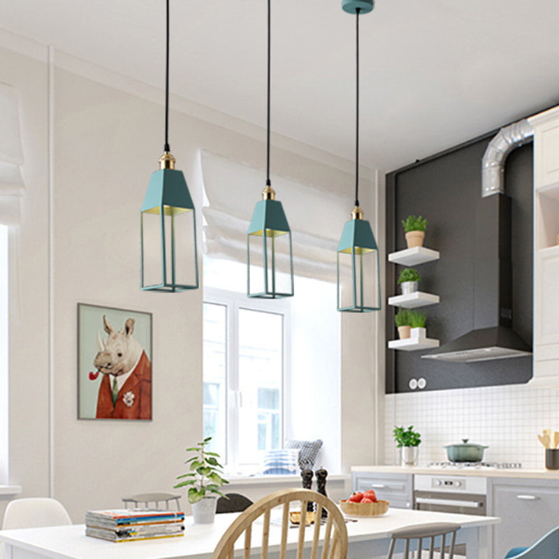 Modern House-Shaped Dining Pendant Light - 1 Metal Fixture (Orange/Green/Gold)