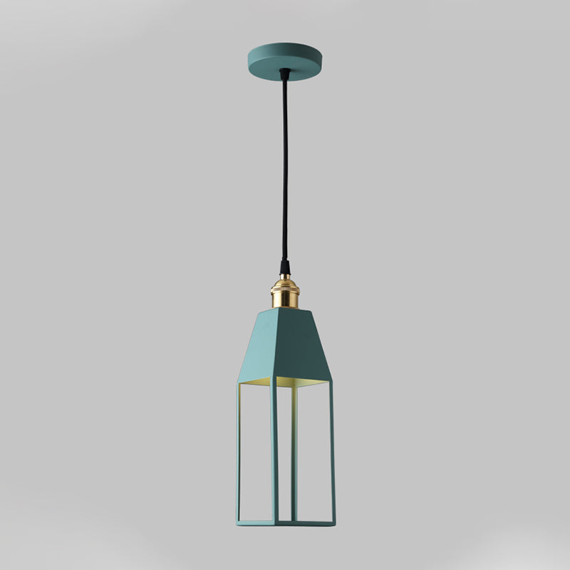 House Shaped Pendant Lighting: Metal 1-Light Fixture in Orange/Green/Gold for Dining Room