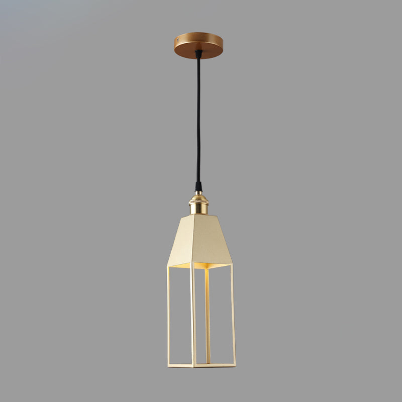 Modern House-Shaped Dining Pendant Light - 1 Metal Fixture (Orange/Green/Gold)