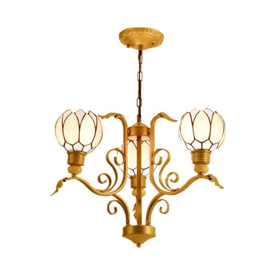 Tiffany Pink Glass Blossom Chandelier - 3/5/6 Lights for Living Room - Brass Hanging Lamp Kit