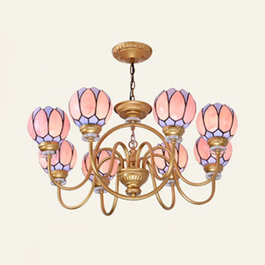 Tiffany Stained Glass Flower Chandelier - Gold 3/5/6 Light Pendant for Living Room Ceiling