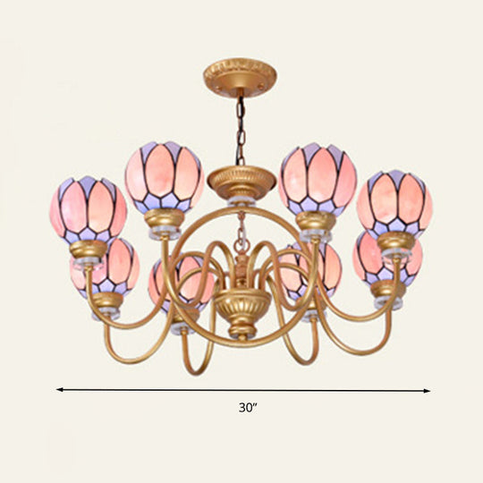 Tiffany Stained Glass Flower Chandelier - Gold 3/5/6 Light Pendant for Living Room Ceiling