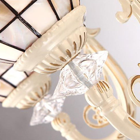 Tiffany Style Beige Flower Chandelier: 8-Light Suspension for Living Room