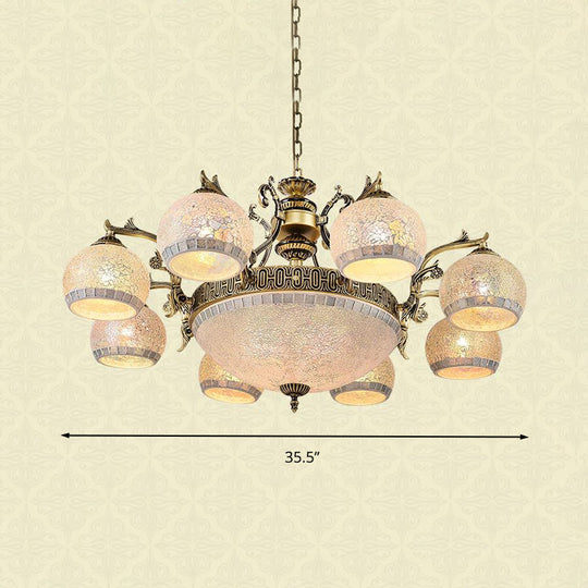 Baroque Brass Globe Chandelier with Frosted Glass & 3/5/11 Lights