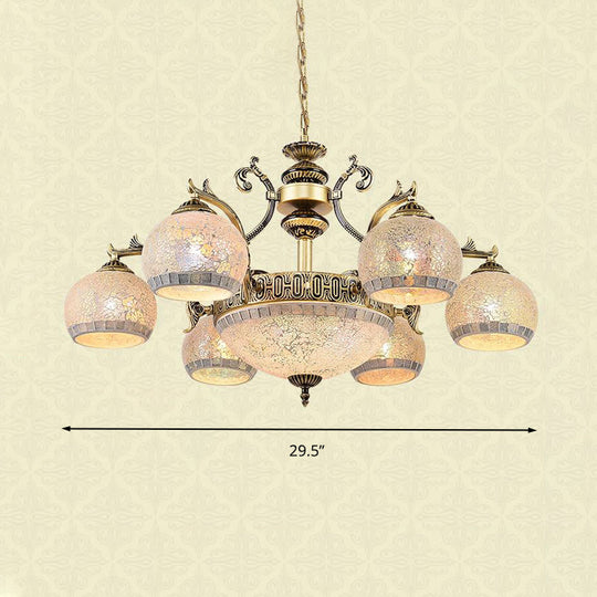 Baroque Brass Globe Chandelier with Frosted Glass & 3/5/11 Lights