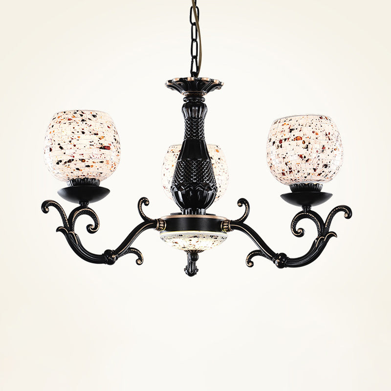 Mediterranean Arched Stained Glass Pendant Chandelier 4/6/9 Lights Black Ceiling Light 4 /