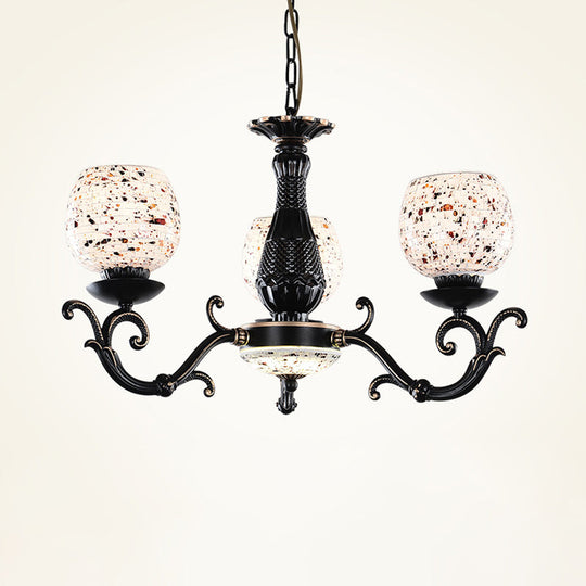 Mediterranean Arched Stained Glass Pendant Chandelier 4/6/9 Lights Black Ceiling Light 4 /