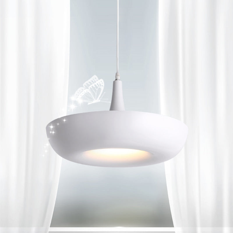 Modern Metal Pendant Light - White Suspension Lamp For Dining Room Bowl 1