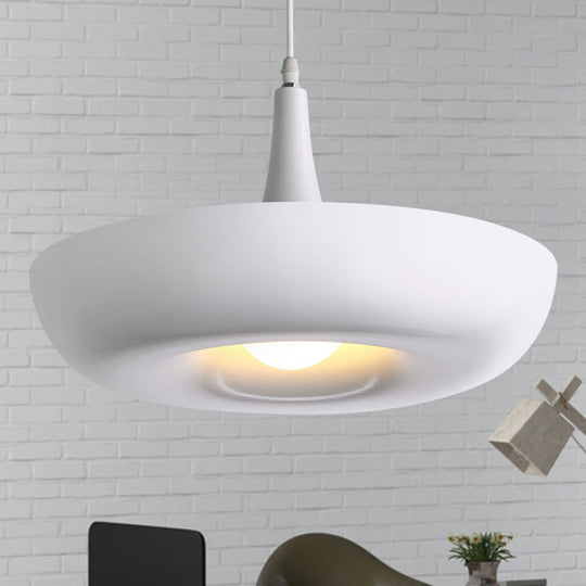 Modern Metal Pendant Light - White Suspension Lamp For Dining Room Bowl 1